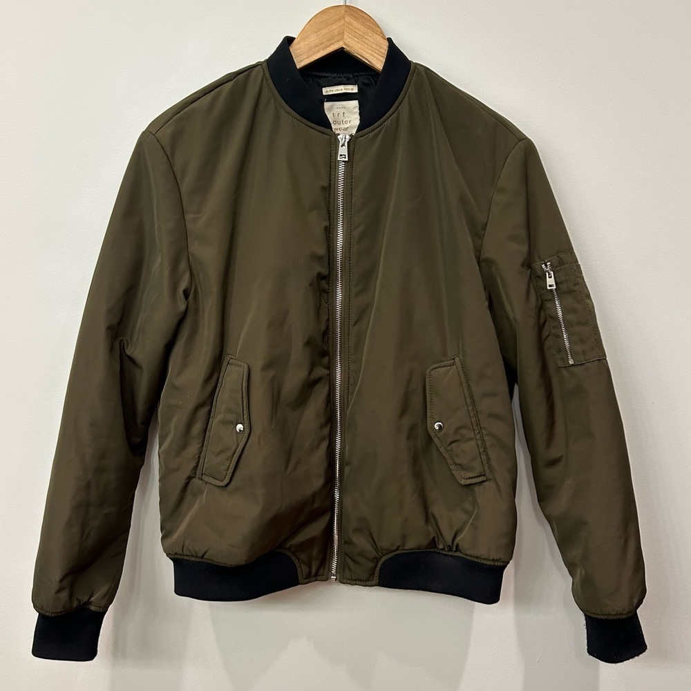 ZARA, TRF, Olive, Bomber Jacket, Size Medium - Picture 1 of 11